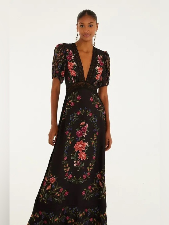 FARM Rio Dresses & Skirts - FARM Rio Black Belle Garden Lenzing™ Ecovero™ Viscose Maxi Dress